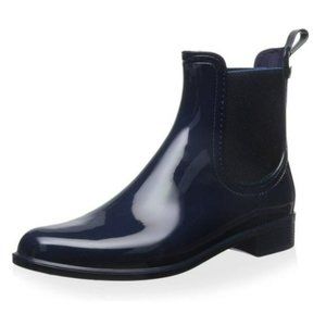 Igor Made In Spain Shiny Urban PVC Ankle Rain Boots Navy Blue Women's Size 6.5